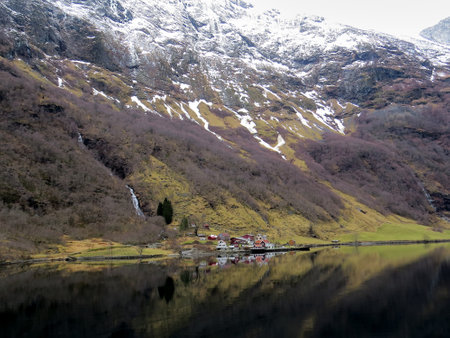 A beautiful view from the famous fjords of Norwayの写真素材