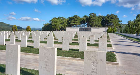 CANAKKALE, TURKEY, AUGUST 4, 2020: Monument of Turkish Soldiers  at Akbas Martyrs Cemetery  in Canakkale , Turkeyのeditorial素材