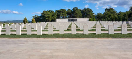 CANAKKALE, TURKEY, AUGUST 4, 2020: Monument of Turkish Soldiers  at Akbas Martyrs Cemetery  in...