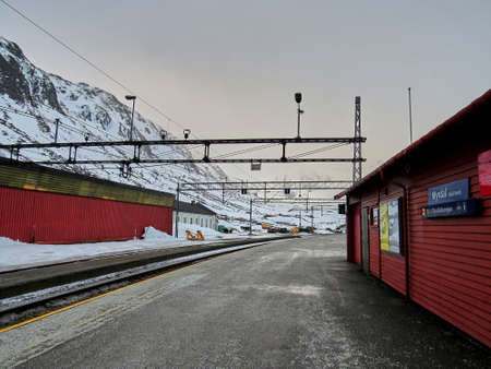Myrdal, Norway - January 25, 2017: Flamsbana train station, the famous scenic train line in Norway going from Myrdal to Flamのeditorial素材