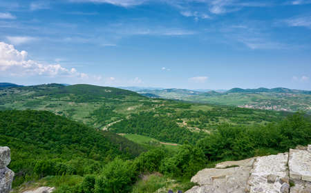 View at Rhodope mountains from ancient town Perperikonの写真素材