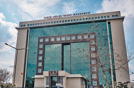 Izmir, Turkey - March 4, 2020: Photo of Regional Administrative Court of Izmir.This  courthouse is placed at BayraklÄ± district in Izmir.のeditorial素材