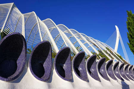 Valencia, Spain - July 25, 2017: The City of Arts and Sciences is an architectural, cultural and entertainment complex in city of Valencia, Spain. Many tourists and locals visit the complex every year.のeditorial素材