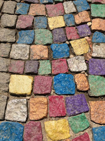 Colorful cobblestones in near plan