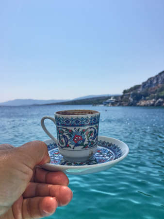Turkish coffee concept in near planの写真素材