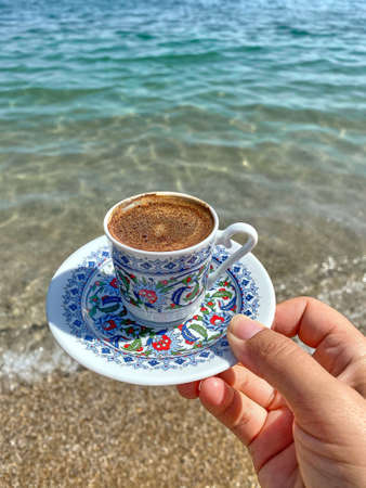 Turkish coffee concept in near planの写真素材