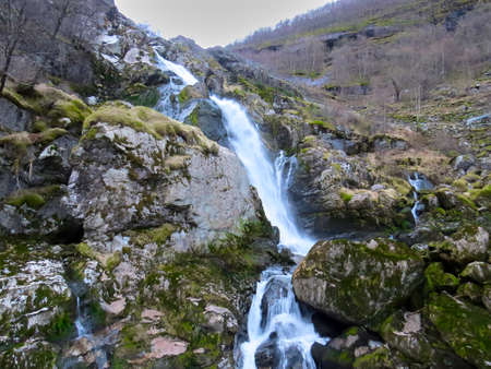 A beautiful waterfall in winter