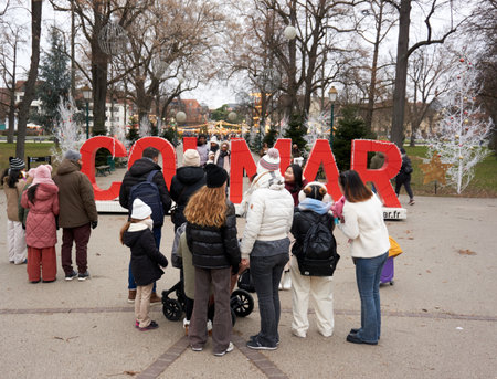 Colmar, France - December 24, 2025:Colmar is a popular destination for tourists, especially during the Christmas season. With its famous Christmas markets, festive lights, and iconic attractions such as the Ferris wheel, the city becomes one of Europeâsのeditorial素材