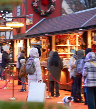 Colmar, France - December 24, 2025:Colmar is a popular destination for tourists, especially during the Christmas season. With its famous Christmas markets, festive lights, and iconic attractions such as the Ferris wheel, the city becomes one of Europeâsのeditorial素材