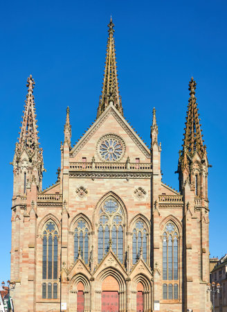 Mulhouse, France - February, 5, 2026:Mulhouseâs historic architecture, elegant streets, and landmarks such as Town Hall and Temple Saint-Etienne reflect the cityâs rich cultural heritage and classical urban design.のeditorial素材