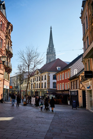 Mulhouse, France - February, 5, 2026:Mulhouseâs historic architecture, elegant streets, and landmarks such as Town Hall and Temple Saint-Etienne reflect the cityâs rich cultural heritage and classical urban design.のeditorial素材