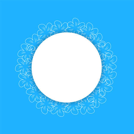 floral frame on a blue background prints, greeting cards, invitations for holiday, birthday, wedding, Valentine's day, party. Vector Illustrationのイラスト素材