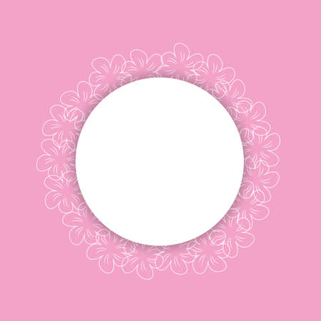 Floral frame on a pink background prints, greeting cards, invitations for holiday, birthday, wedding, Valentine's day, party. Vector Illustration.のイラスト素材