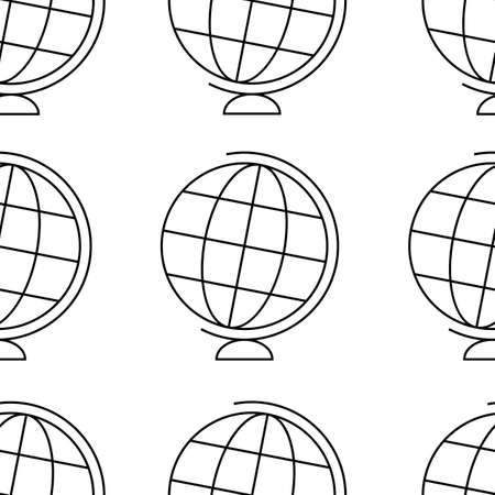 Globes on a white background, simple seamless pattern. Vector illustration.のイラスト素材