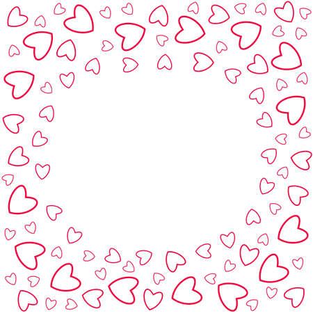 frame of hearts on a white background prints, greeting cards, invitations for holiday, birthday, wedding, Valentine's day, party. Vector illustration.のイラスト素材