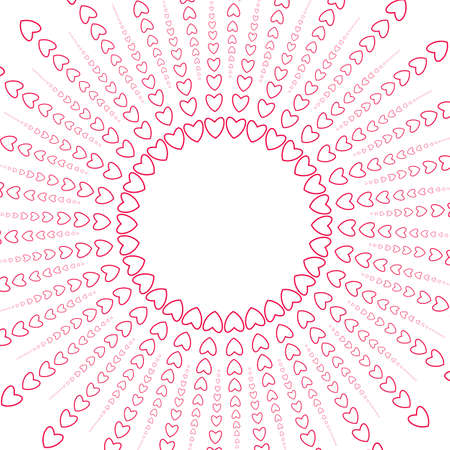 An abstract love of the small hearts frame on a white background. For postcard, invitation, poster for birthday, Valentine's day, holiday, party, wedding. Vector illustration.のイラスト素材
