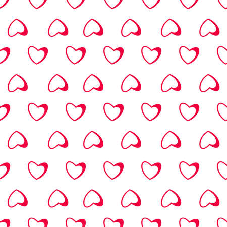 Seamless pattern of hearts on a white background, for postcards, greeting, invitation for Valentine's day, birthday, wedding, holiday, party. Vector illustration.のイラスト素材