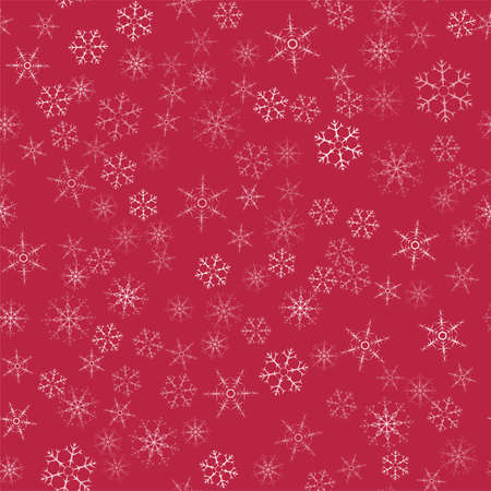 abstract seamless Christmas  snowflakes  pattern on red backgroundのイラスト素材