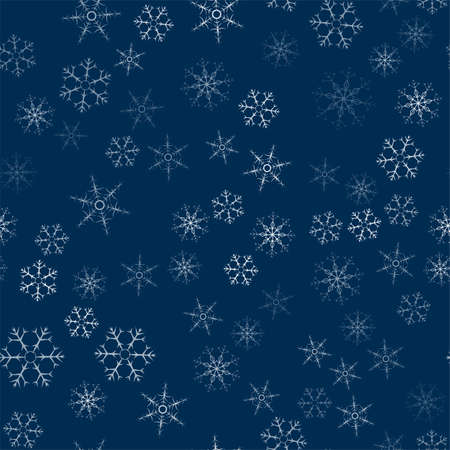Snowflakes pattern in dark blue illustration.のイラスト素材