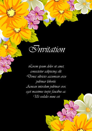 Frame of flowers for design postcards, cards, invitations, greeting cards for birthday, Valentine's day, wedding, party, holiday. Vector illustration.のイラスト素材
