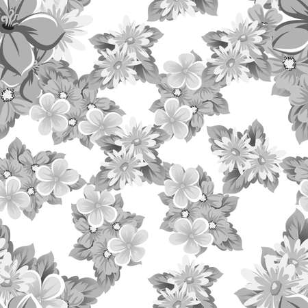 An abstract monochrome seamless pattern of flowers Vector illustration.のイラスト素材
