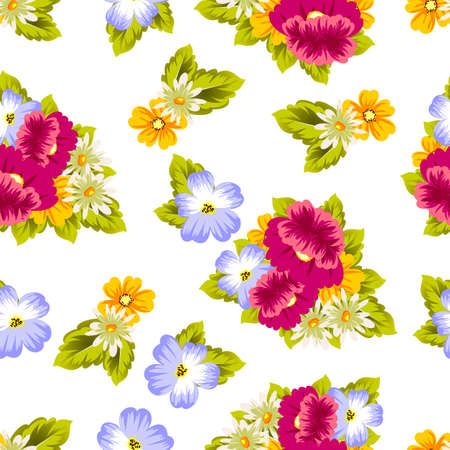 Abstract seamless pattern of flowers for card designs, greeting cards, birthday invitations, Valentine's day, party, holiday vector illustration.のイラスト素材