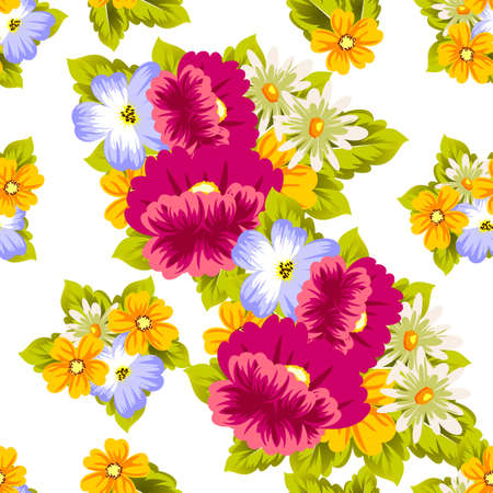 Abstract seamless pattern of flowers. for card designs, greeting cards, birthday invitations, Valentine's day, party, holiday vector illustration.のイラスト素材
