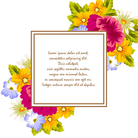 Frame of flowers. for card designs, greeting cards, birthday invitations, Valentine's day, party, holiday. Vector illustrationのイラスト素材