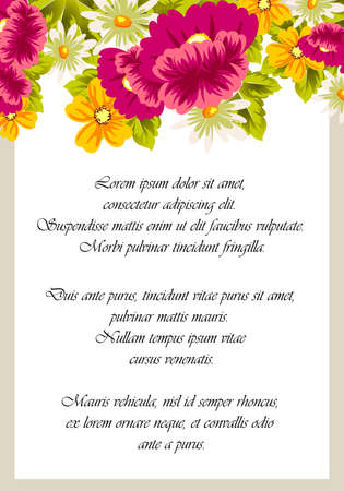 Frame of flowers for card designs, greeting cards, birthday invitations, Valentine's day, party, holiday vector illustration.のイラスト素材