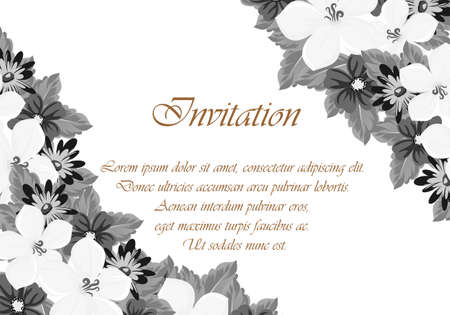 Frame monochrome of flowers. for card designs, greeting cards, birthday invitations, Valentine's day, party, holiday. Vector illustrationのイラスト素材