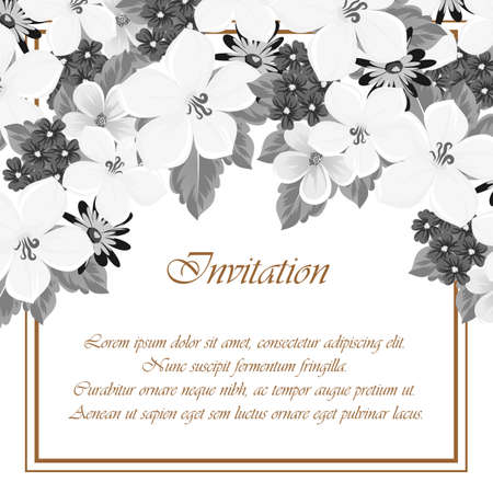 Frame of flowers. for card designs, greeting cards, birthday invitations, Valentine's day, party, holiday vector illustration.のイラスト素材