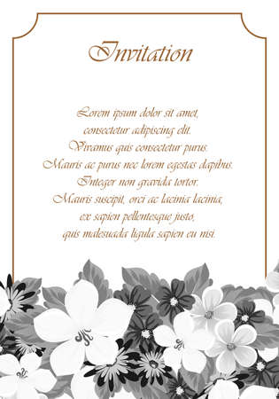 Invitation card with monochrome flower designのイラスト素材