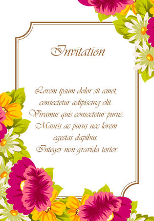 Frame of flowers for card designs, greeting cards, birthday invitations, Valentine's day, party, holiday vector illustration.のイラスト素材