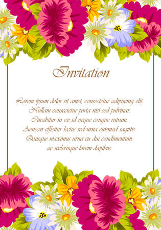 Frame of flowers for your designs. Vector illustrationのイラスト素材
