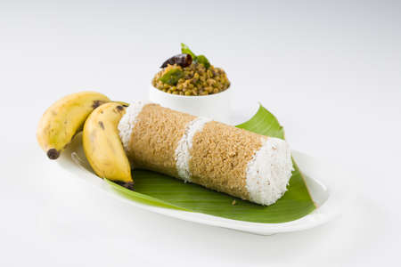 Kerala breakfast_Wheat puttu,healthy steamed food which is the main breakfast item of south indian made using wheat flour.の写真素材
