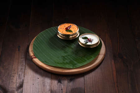 Coconut chutney,south Indian main curry for breakfast items which is seasoned with mustard , dry...