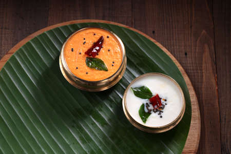 Coconut chutney,south Indian main curry for breakfast items which is seasoned with mustard , dry...