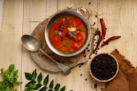 Rasam, south indians main item in meal, a veg soup which is very spicy-sweet-sour stock   which is...