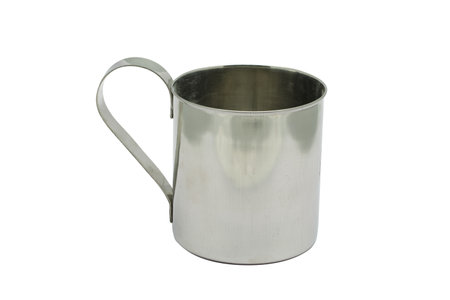 Metal mug isolated on a white background. Clipping path included.の写真素材
