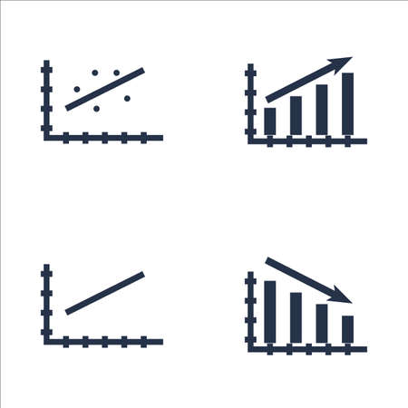 Set Of Graphs, Diagrams And Statistics Icons. Premium Quality Symbol Collection. Icons Can Be Used For Web, App And UI Design. Vector Illustration.のイラスト素材