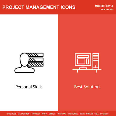 Set Of Project Management Icons On Personality And Best Solution. Project Management Icons Can Be Used For Web, Mobile And Infographics Design. Vector Illustration, Eps10.のイラスト素材