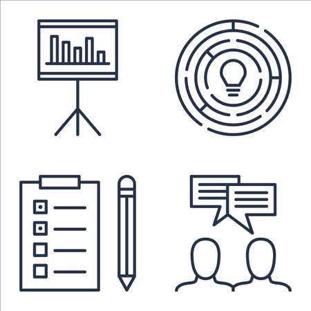Set Of Project Management Icons On Creativity, Task List, Statistics And More.のイラスト素材