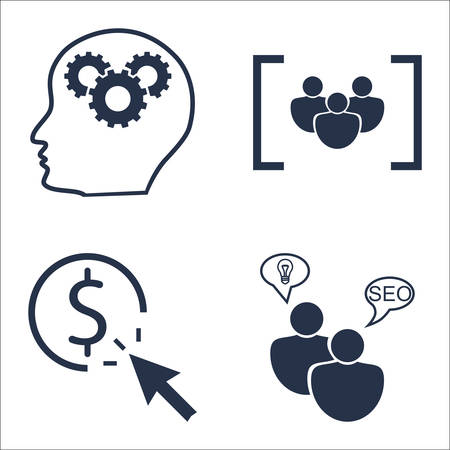 Set Of SEO, Marketing And Advertising Icons On Pay Per Click, SEO Consulting, Creativity And More.のイラスト素材