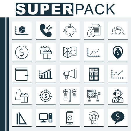 Set Of 25 Universal Icons On Road Map, Report, Profit Graph And More Topics. Vector Icon Set Including Present, Profit Graph, Financial Icons.のイラスト素材