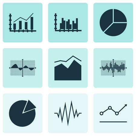 Set Of Graphs, Diagrams And Statistics Icons. Premium Quality Symbol Collection. Icons Can Be Used For Web, App And UI Design.の写真素材