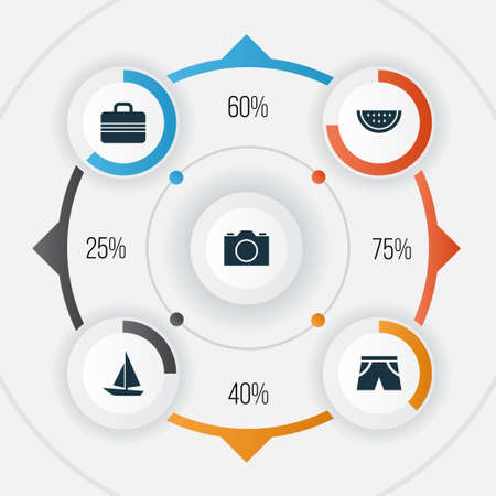 Hot Icons Set. Collection Of Video, Baggage, Ship And Other Elements. Also Includes Symbols Such As Underwear, Boat, Baggage.のイラスト素材