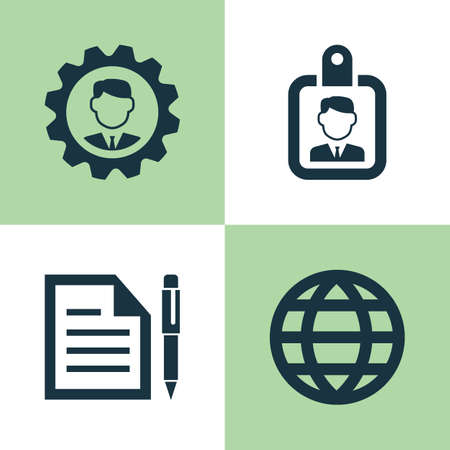 Trade Icons Set. Collection Of Id Badge, Leader, Earth And Other Elements. Also Includes Symbols Such As Manager, Contract, Earth.のイラスト素材