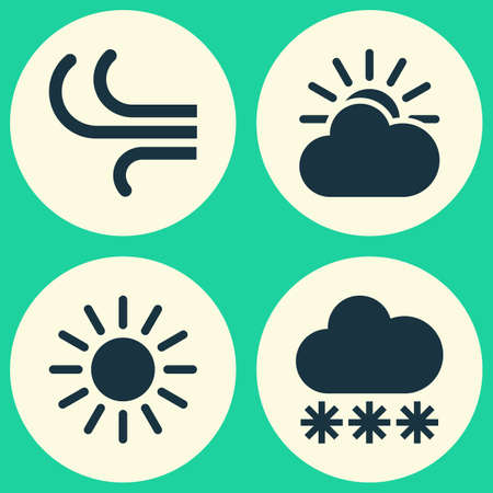 Weather Icons Set. Collection Of Sun-Cloud, Snowy, Sun And Other Elements. Also Includes Symbols Such As Sun, Weather, Wind.のイラスト素材