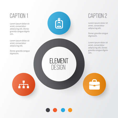 Job Icons Set. Collection Of Id Badge, Hierarchy, Suitcase And Other Elements. Also Includes Symbols Such As Identification, Briefcase, Badge.のイラスト素材