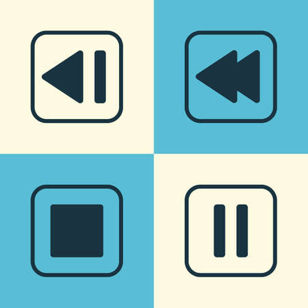 Audio Icons Set. Collection Of Stop Button, Mute Song, Last Song And Other Elements. Also Includes Symbols Such As Back, Pause, Media.のイラスト素材